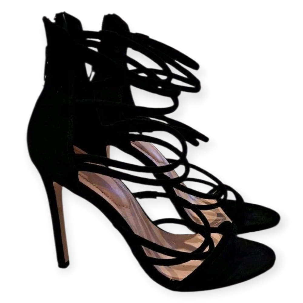 Aldo Suede Black Strappy Heels